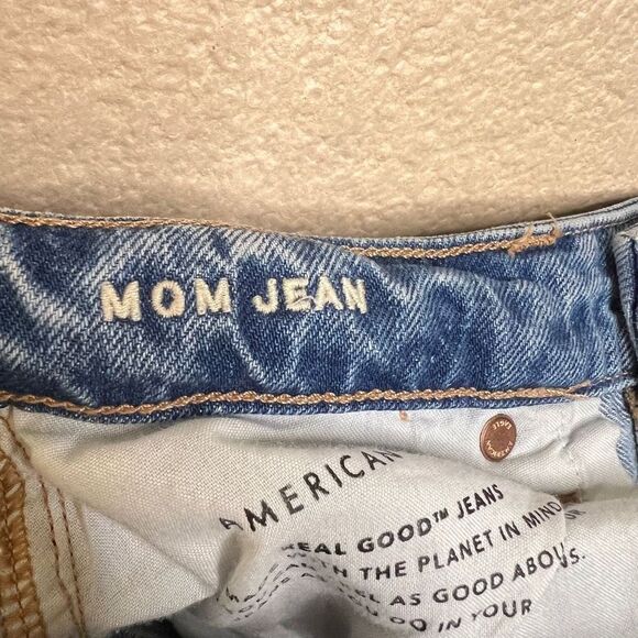 American Eagle Jeans Womens Size 00 Long Mom Blue Medium Wash Denim Distressed - Picture 7 of 12